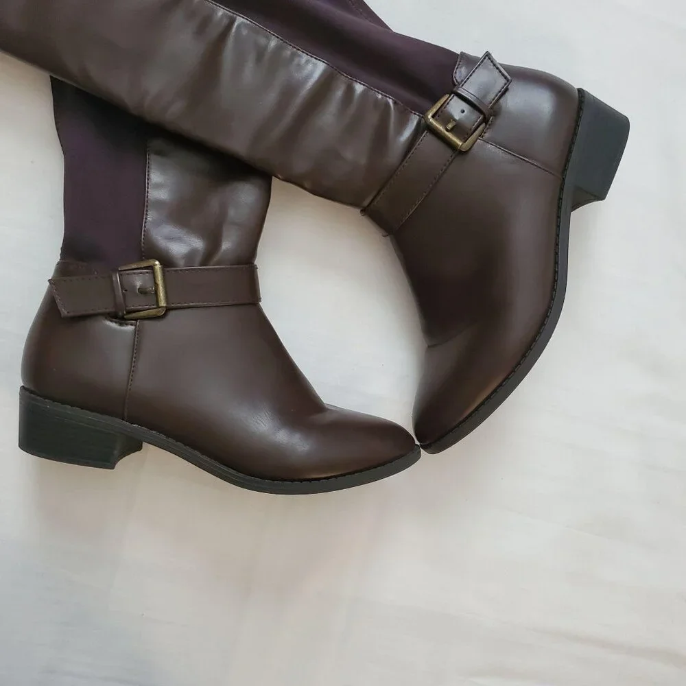 Rampage Women's Ram-Ivey Tall Riding Faux Leather Boots Dark Brown Size 6.5M - Picture 7 of 9